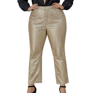 Boston Proper Pants 18 Monterey Metallic Coated High Waisted Bootcut Stretch EUC